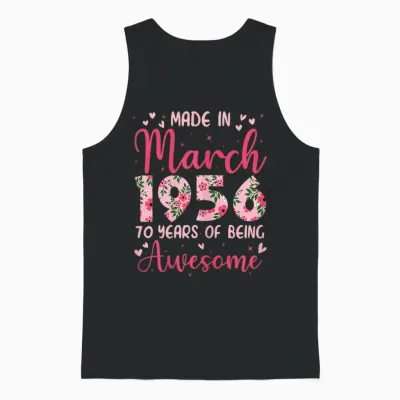March 1956 Cool 70th Birthday Gift for Women Unisex Tank Top - Black