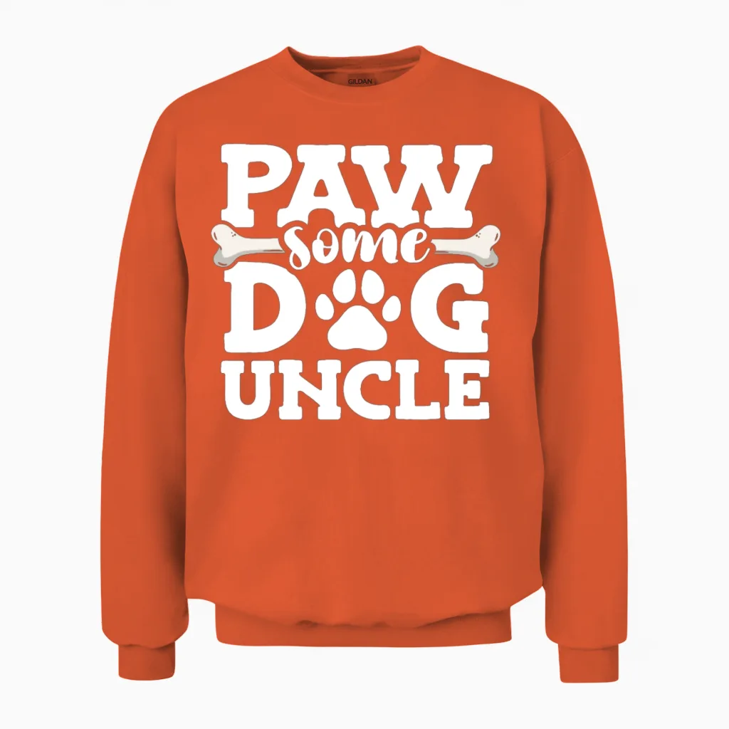 Paw Some Dog Uncle Doggy Bone Animal Lover Dog Unisex Sweatshirt in Orange