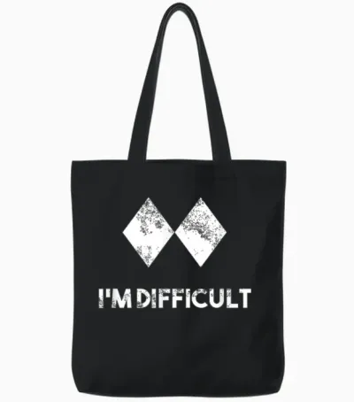 Ski I'm Difficult Skiing Skier Snowboard Snowboarder Gift Tote Bags - Black