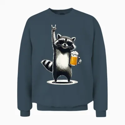 Raccoon Rock on Beer Bar Kneipentour Und Trinkt Lustiges Bier Unisex Sweatshirt - Dark Heather