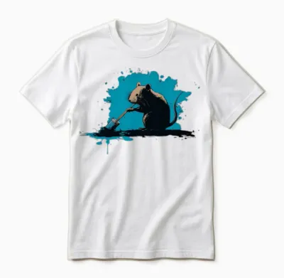 The Artist Rat in Action Unisex T-Shirt - White