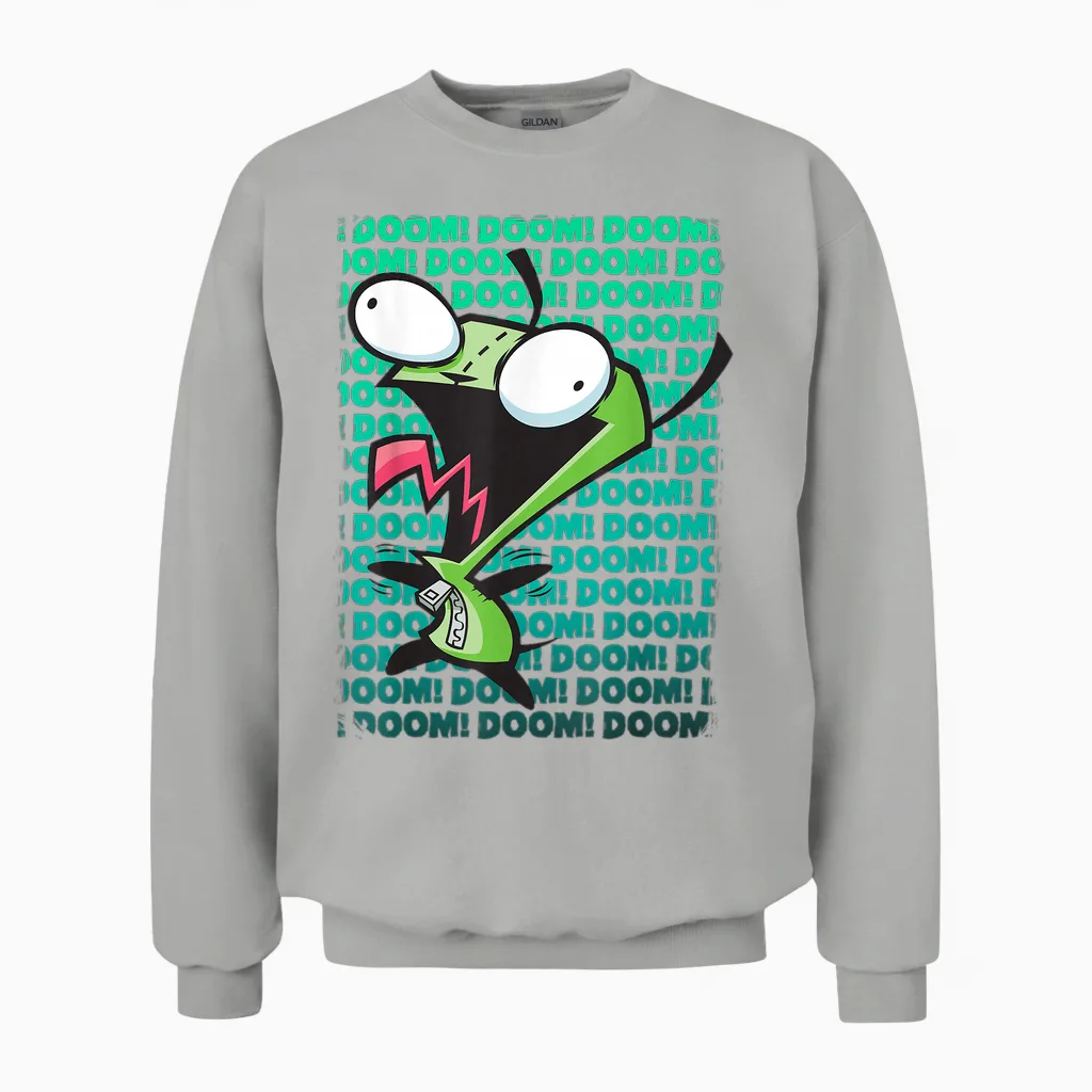 Nickelodeon Invader Zim Gir Impending Doom Song T-Shirt Small Unisex Sweatshirt in Ash