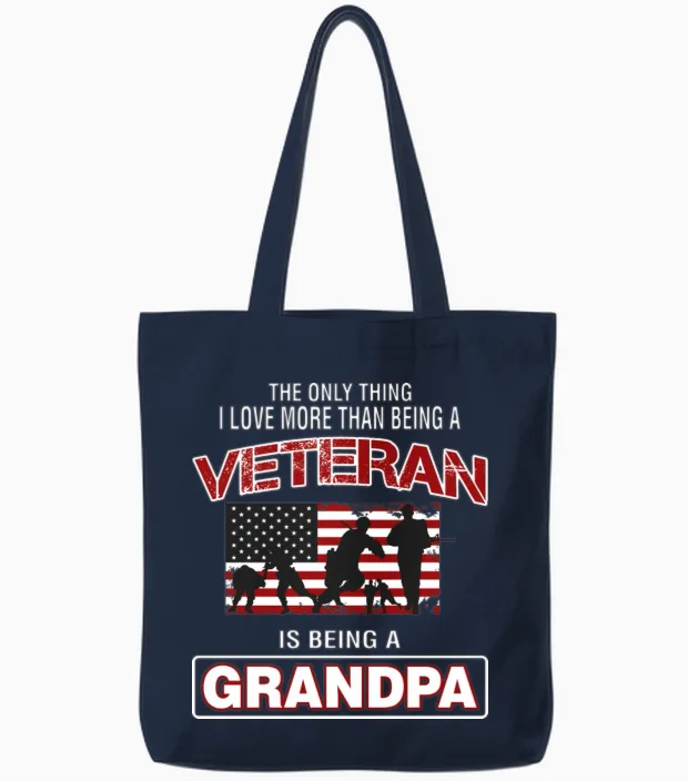Veteran Is Being a Grandpa Tote Bags in Navy