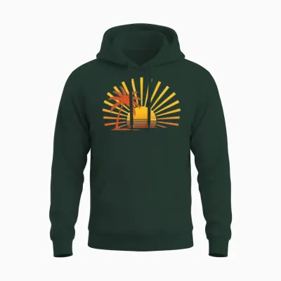 Retro Palm Sunset Unisex Hoodie - Forest