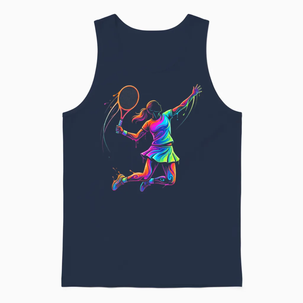 Tennis Player Woman Child and Girl Unisex Tank Top in Navy