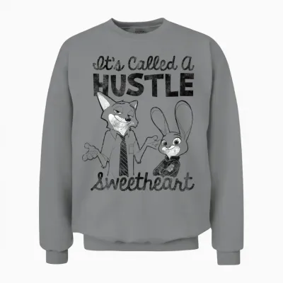 Disney Zootopia Nick & Judy It's Called a Hustle Sweetheart Unisex Sweatshirt - Sport Grey