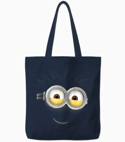 Despicable Me Minions Phil Smile Eyes T-Shirt, Yellow, S Tote Bags - Navy