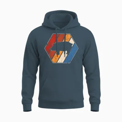 Pig Retro Unisex Hoodie - Dark Heather