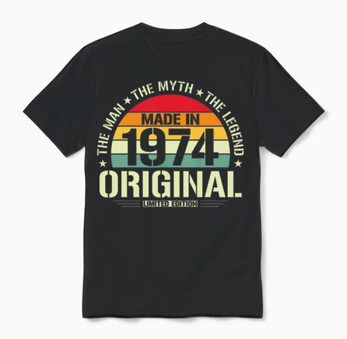 Legend '74 Birthday Gift Unisex T-Shirt in Black