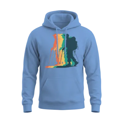 Hiking Male Hiker Colorful Unisex Hoodie - Carolina Blue