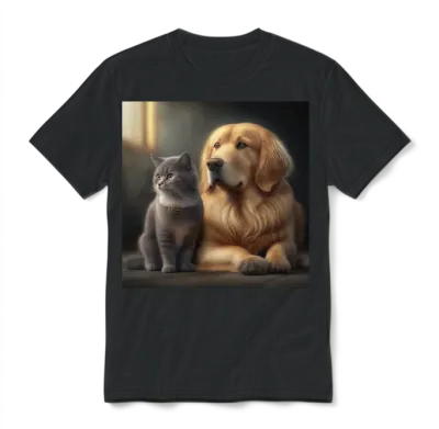 Dog and Cat Unisex T-Shirt - Black