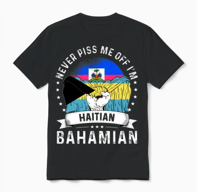 Haiti Flag Bahamas Grown Funny Humor Citizen Unisex T-Shirt in Black