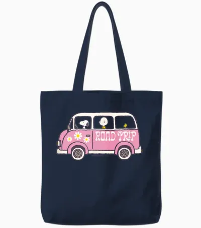 Peanuts - Snoopy Charlie Brown Road Trip Van Tote Bags - Navy