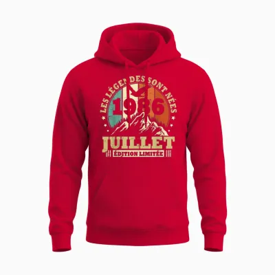 Les Légendes Sont Nées En Juillet 1986 Anniversaire 40 Ans Unisex Hoodie - Red