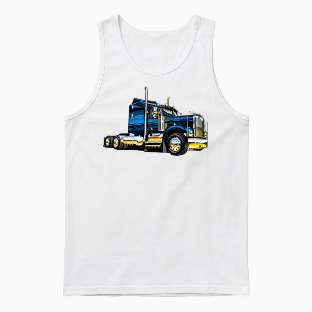 Blue Truck Unisex Tank Top in White