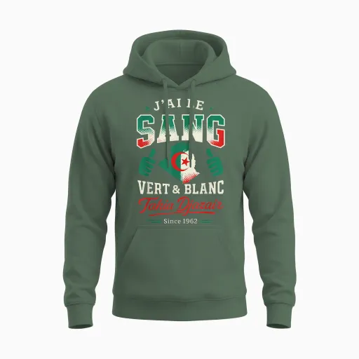 Gift Algeria Tahia Djazair Supporter Humour Dz Original Unisex Hoodie - Military Green