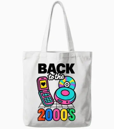 Back to the 2000s Retro Nostalgic Party Gift Tote Bags - White
