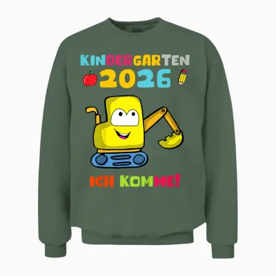 Kinder Kindergarten 2026 Ich Komme Einschulung Kita Unisex Sweatshirt - Military Green