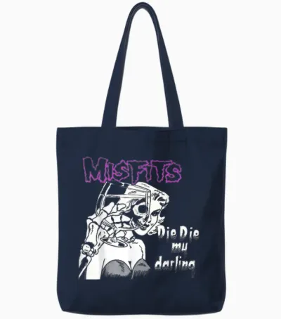 Misfits the My Darling T-Shirt, Black Tote Bags - Navy