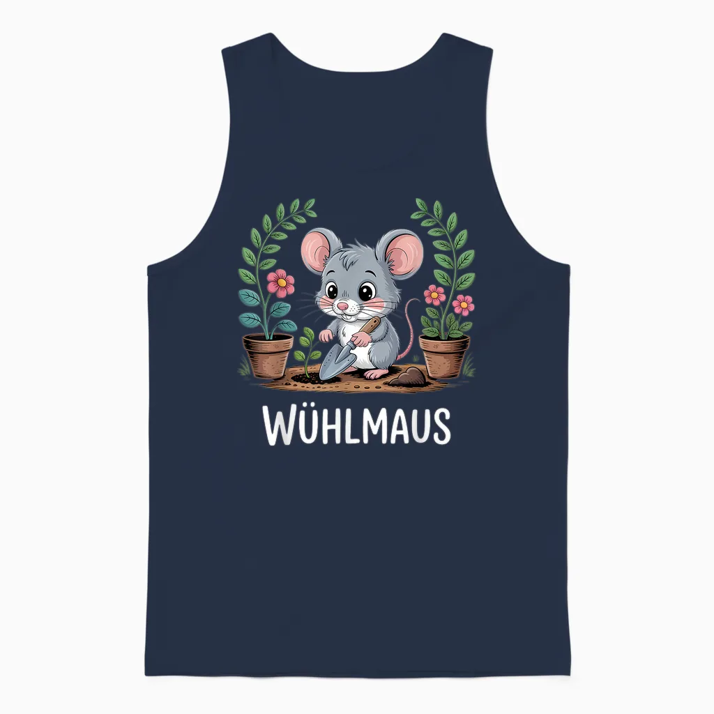Wühlmaus Maus Garten Spruch Unisex Tank Top in Navy