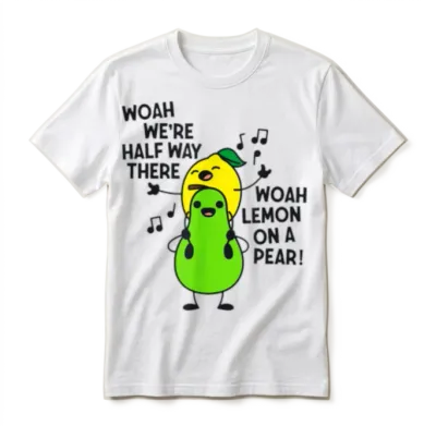 Lemon on a Pear Funny Foodie Lyric Unisex T-Shirt - White