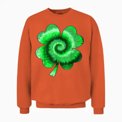 Irish Shamrock Tie Dye Happy St Patrick's Day Go Lucky Gifts Unisex Sweatshirt - Orange