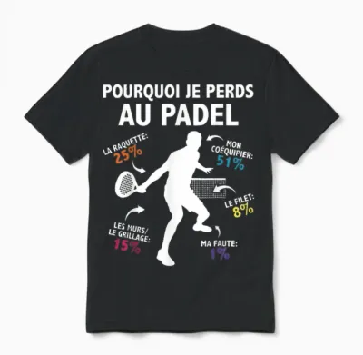 Why I Lose at Padel Padelist Pade Player Fans Humor Unisex T-Shirt - Black