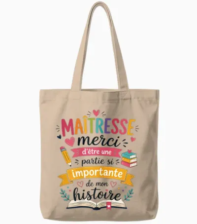 Cadeau Maîtresse école Fin Année Enseignante Original Merci Tote Bags - Natural