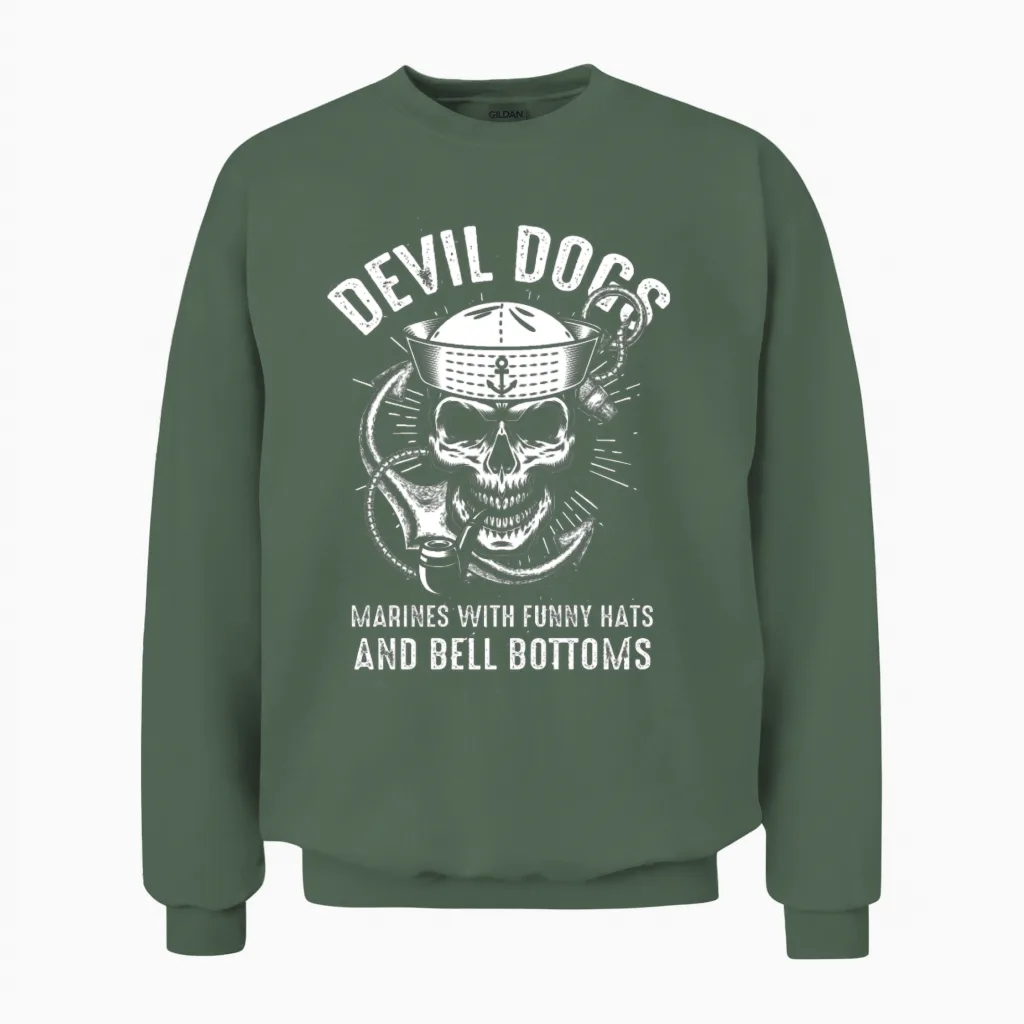 Devil Us Navy Corpsman Doc Badass Army Veteran Unisex Sweatshirt in Military Green