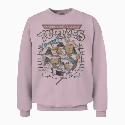 Tmnt Ninja Turtles Action Shot All Characters Unisex Sweatshirt - Light Pink