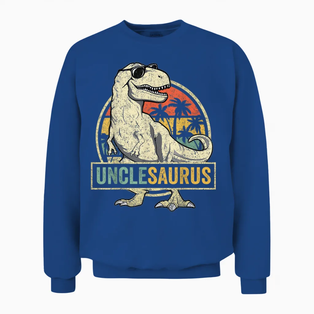 Unclesaurus T Rex Dinosaur Uncle Saurus Family Matching Unisex Sweatshirt in Royal
