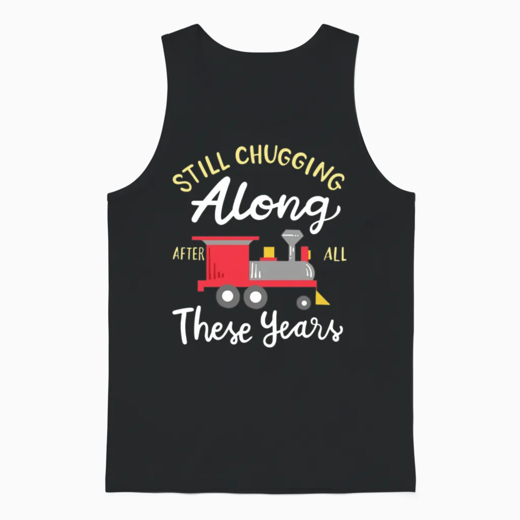 Funny Railroad Funny Train Unisex Tank Top in Black