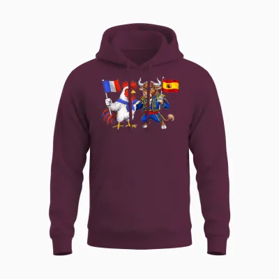 Flag France Spain French Roots Spanish Heritage Unisex Hoodie - Maroon