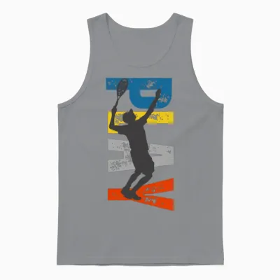 Tennis Jump Silhouette on Stripes Unisex Tank Top - Sport Grey