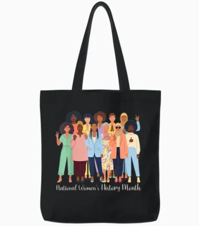 National Women's History Month 2026 Tote Bags - Black