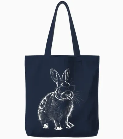 Rabbit Animal Lovers Cute Rabbit Bunny Sunglasses Tote Bags - Navy