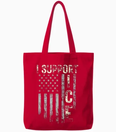 Support Ice Immigration Officers American Flag Border Patrol Tote Bags - Red