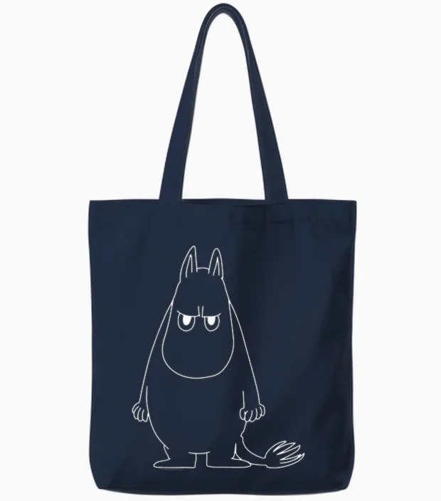 Moomin Angry Moomintroll T-Shirt, Black Tote Bags in Navy