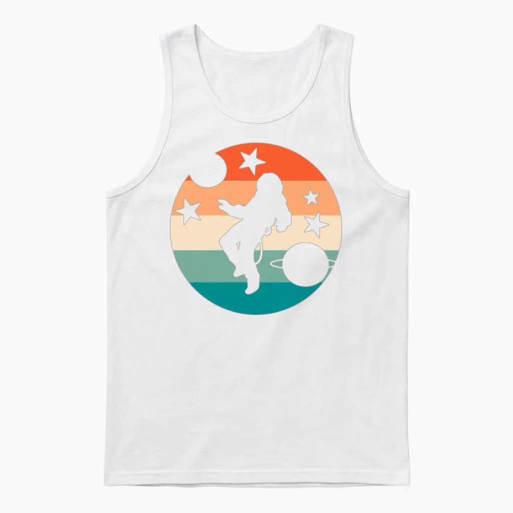 Retro Astronaut Spaceman Unisex Tank Top - White