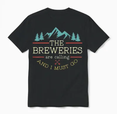Vintage Beer Breweries Are Calling and I Must Go Craft Beer T-Shirt Small Unisex T-Shirt - Black