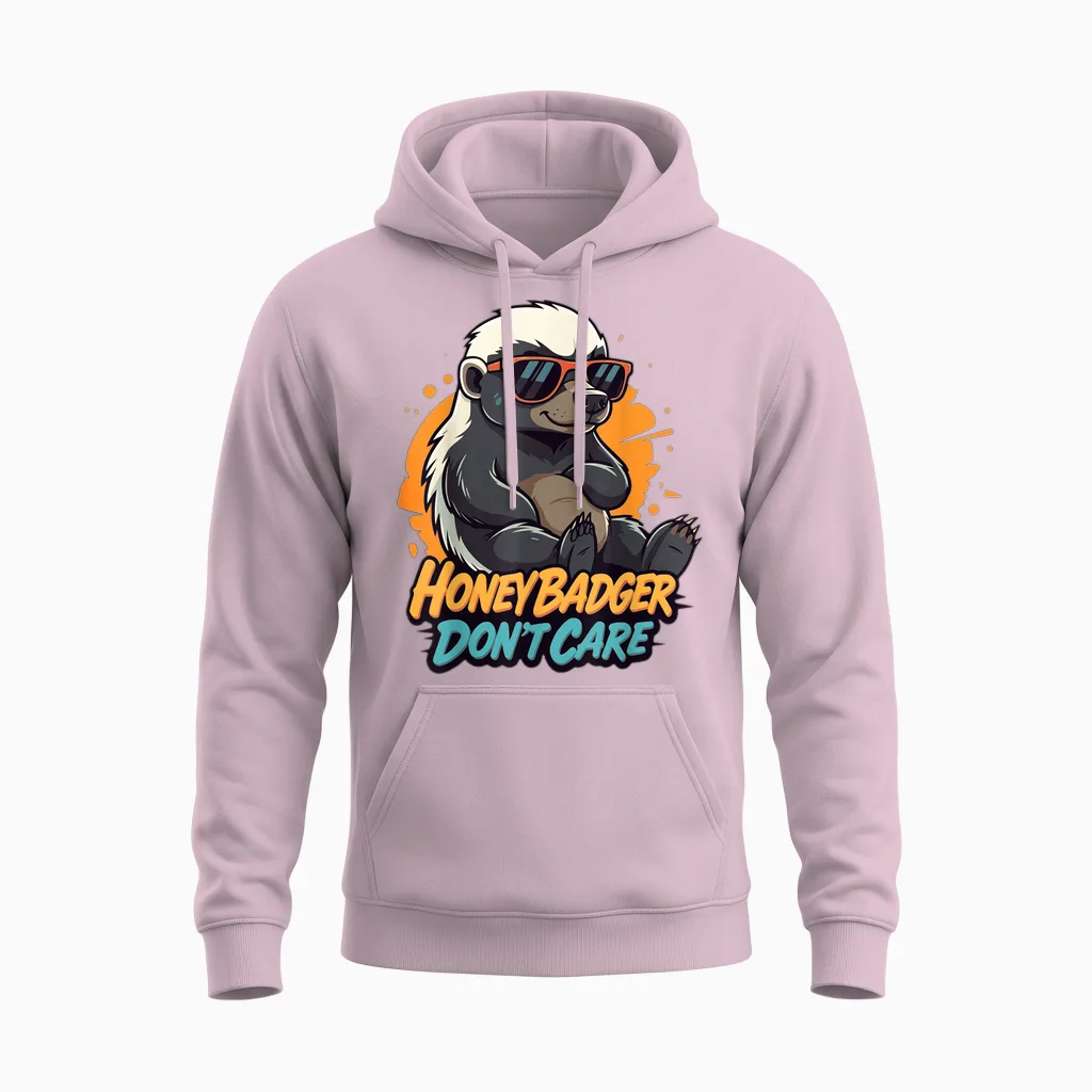 Honey Badger Don't Care Funny Zero Care Honey Badger Style Unisex Hoodie in Light Pink