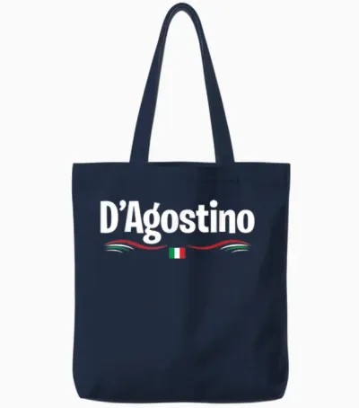 Italy Flag Birthname Italian D'agostino T-Shirt, Black Tote Bags - Navy