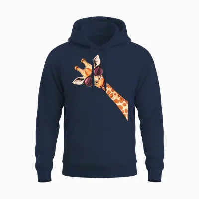 Funny Giraffe Sunglasses Unisex Hoodie - Navy