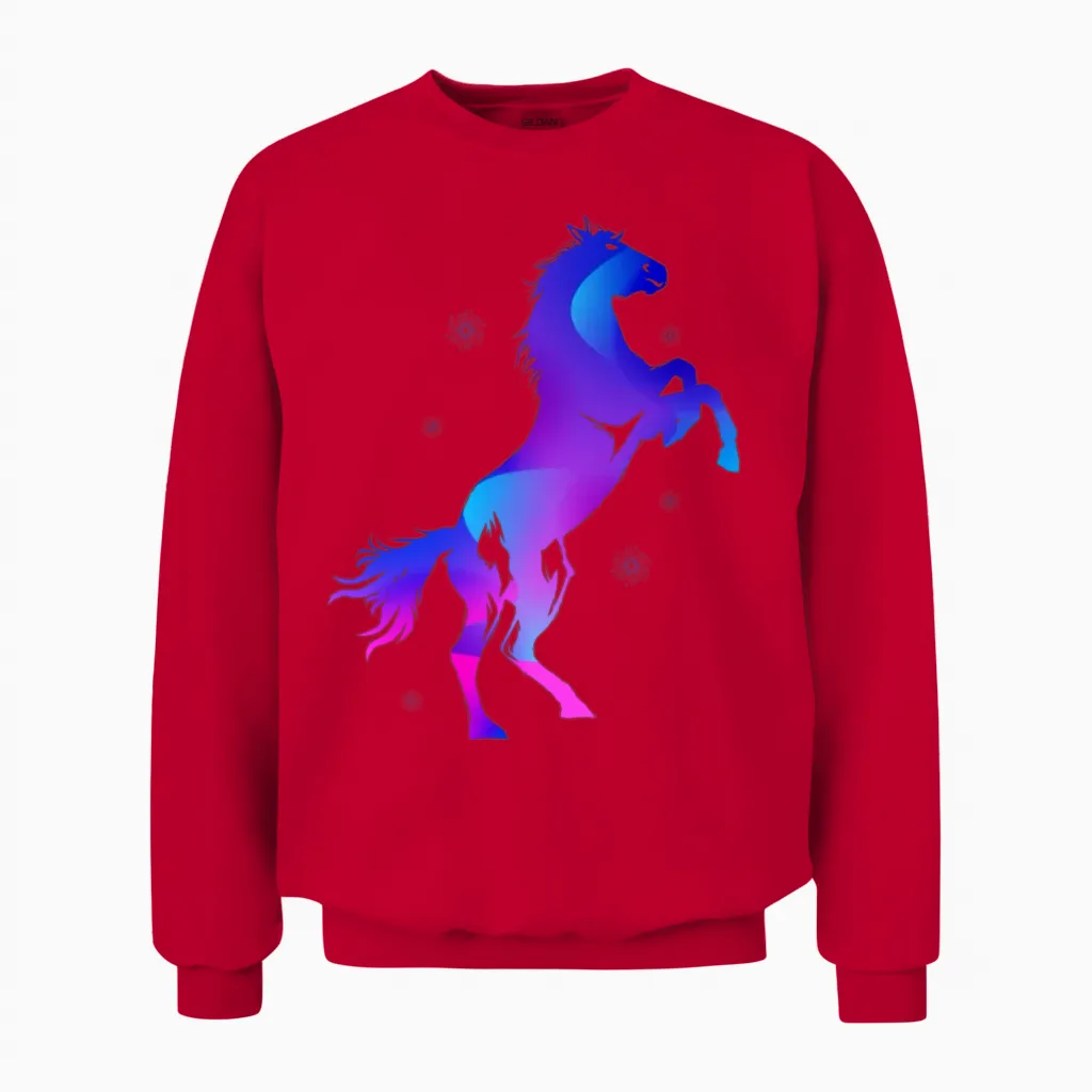 Galaxy Horses Horse Lovers Gift Unisex Sweatshirt in Red