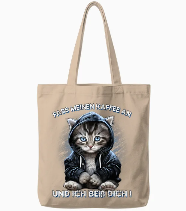 Fass Meinen Kaffee an Und Ich Beißdich T-Shirt, Black Tote Bags in Natural