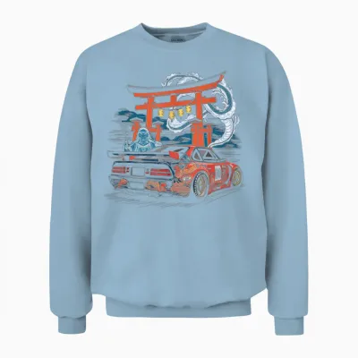 Japanese Car Tshirt Jdm Japan Street Racing Unisex Sweatshirt - Light Blue