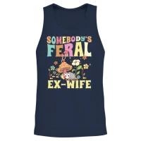 Somebody's Feral Ex-Wife Opossum Mushroom Floral Unisex Tank Top - Navy – 2