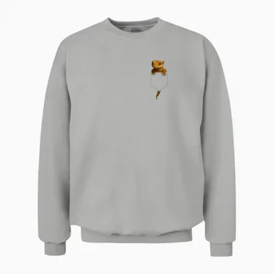 Crested Gecko Pocket Cute Exotic Lizard Reptile Pet Lover Unisex Sweatshirt - Ash