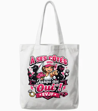 Evjf Women's Bride to Be Wedding Funny Humor by Her Side Tote Bags - White