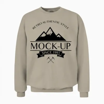 Retro Authentic Style Mockup for Light Unisex Sweatshirt - Sand